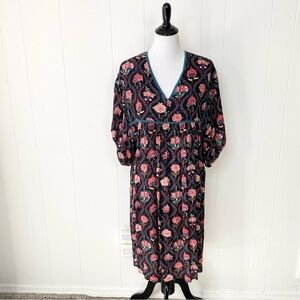 World Market Women’s Dress Floral Cottage Bohemian Short Sleeve Sz S/M Pockets
